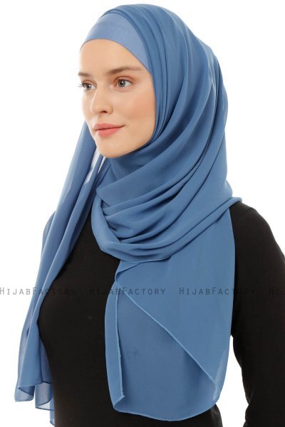 Alara Plain - Indigo One Piece Chiffon Hijab