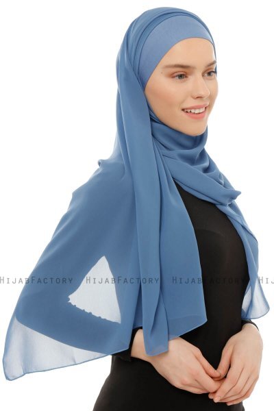 Alara Plain - Indigo One Piece Chiffon Hijab