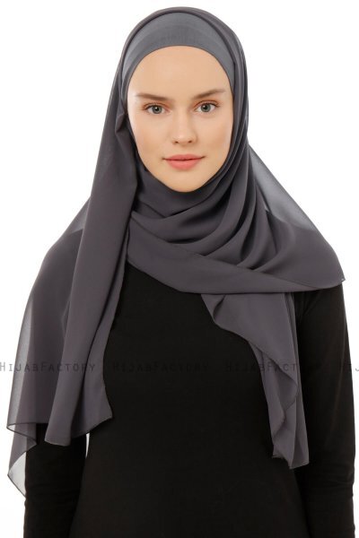 Alara Plain - Anthrazit One Piece Chiffon Hijab