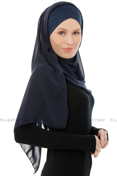 Alara Cross - Navy Blau One Piece Chiffon Hijab