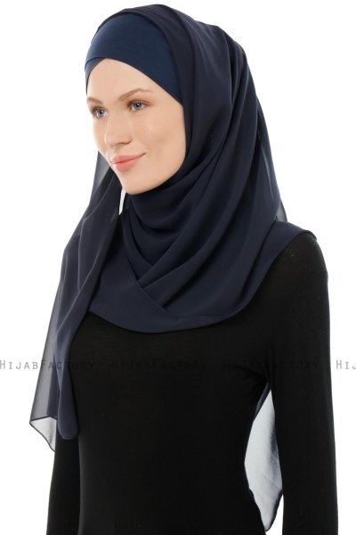 Alara Cross - Navy Blau One Piece Chiffon Hijab