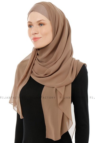 Alara Cross - Dunkeltaupe One Piece Chiffon Hijab