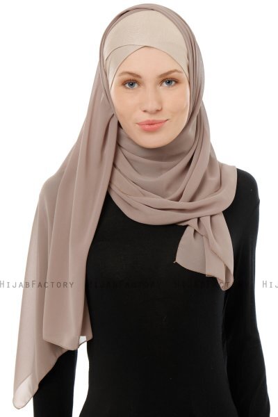 Alara Cross - Helltaupe One Piece Chiffon Hijab