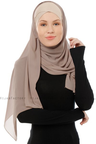 Alara Cross - Helltaupe One Piece Chiffon Hijab