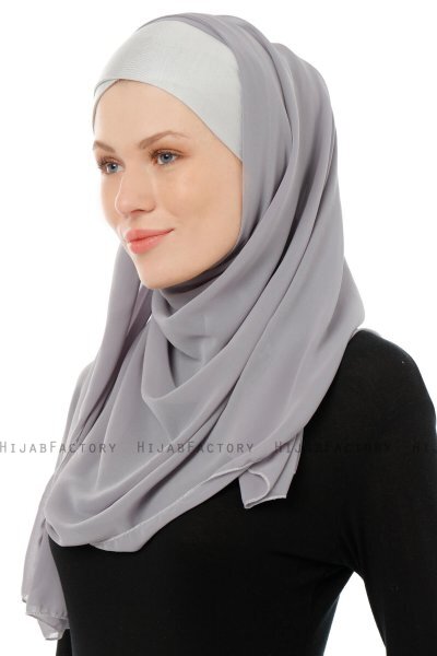 Alara Cross - Dunkelgrau One Piece Chiffon Hijab