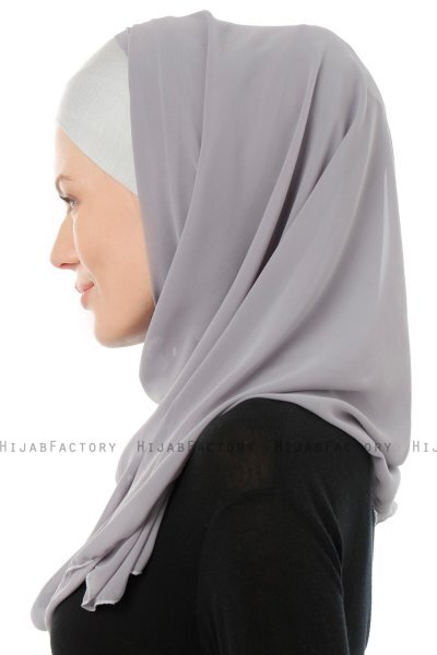 Alara Cross - Dunkelgrau One Piece Chiffon Hijab