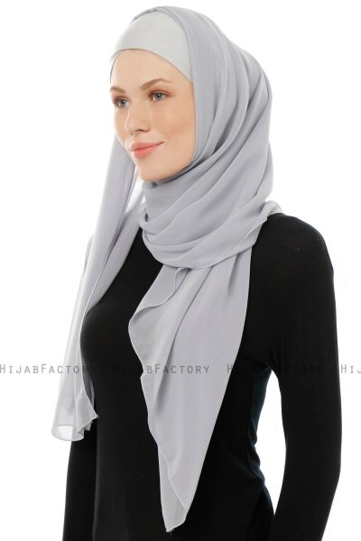 Alara Cross - Hellgrau One Piece Chiffon Hijab