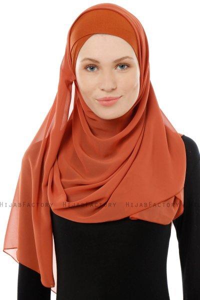 Alara Cross - Ziegelrot One Piece Chiffon Hijab