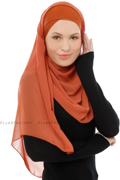 Alara Cross - Ziegelrot One Piece Chiffon Hijab