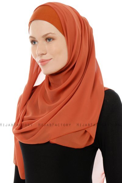 Alara Cross - Ziegelrot One Piece Chiffon Hijab
