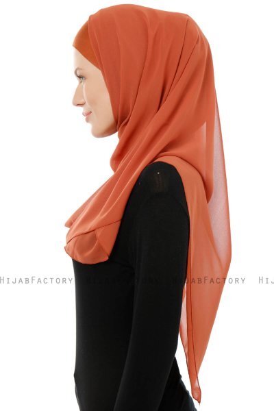 Alara Cross - Ziegelrot One Piece Chiffon Hijab