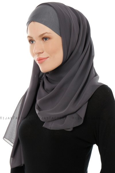 Alara Cross - Anthrazit One Piece Chiffon Hijab