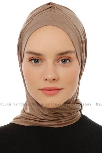 Isra Plain - Dunkeltaupe One-Piece Viscose Hijab