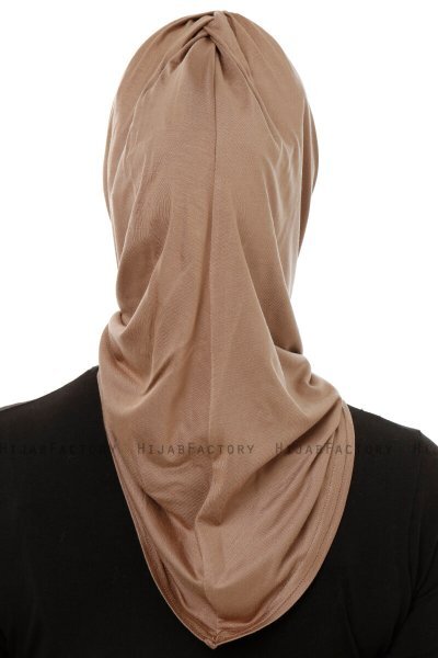 Isra Plain - Dunkeltaupe One-Piece Viscose Hijab