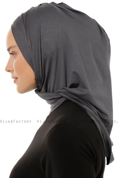 Isra Plain - Dunkelgrau One-Piece Viscose Hijab