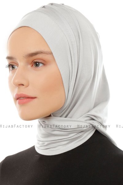 Isra Plain - Hellgrau One-Piece Viscose Hijab