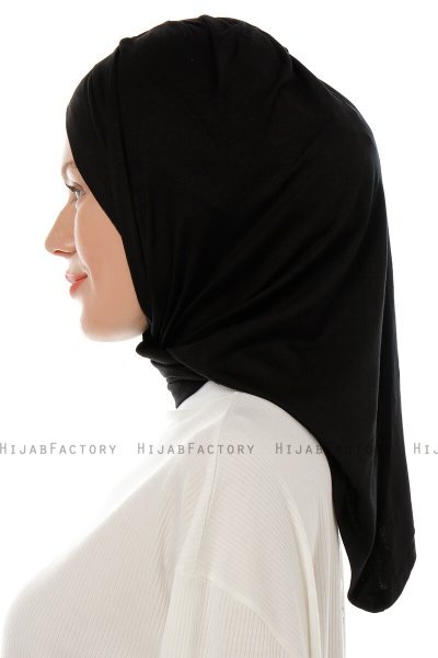 Isra Cross - Schwarz One-Piece Viscose Hijab
