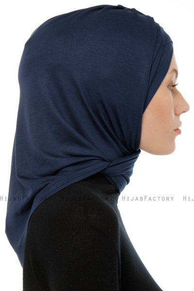 Isra Cross - Navy Blau One-Piece Viscose Hijab