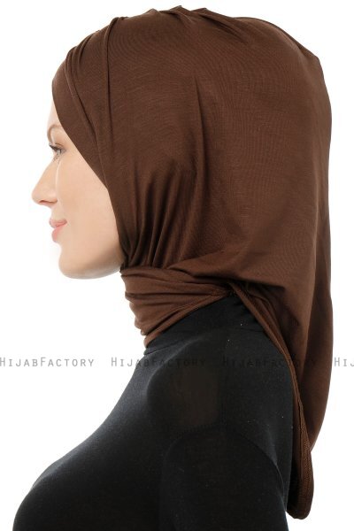 Isra Cross - Braun One-Piece Viscose Hijab