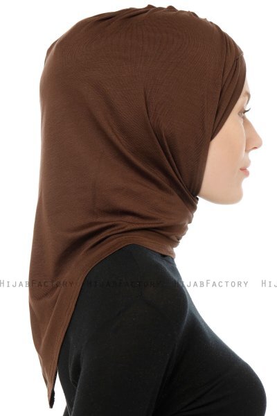 Isra Cross - Braun One-Piece Viscose Hijab