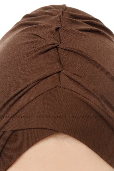 Isra Cross - Braun One-Piece Viscose Hijab