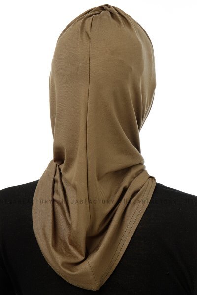 Isra Cross - Khaki One-Piece Viscose Hijab