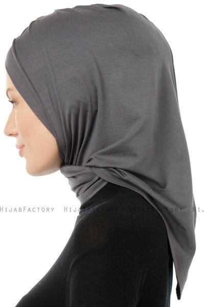 Isra Cross - Dunkelgrau One-Piece Viscose Hijab