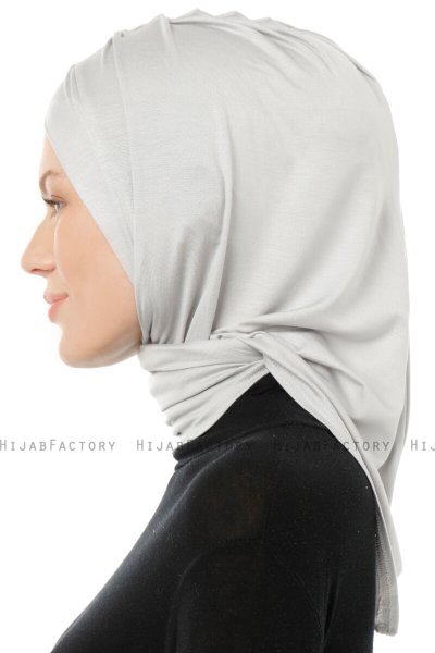 Isra Cross - Hellgrau One-Piece Viscose Hijab