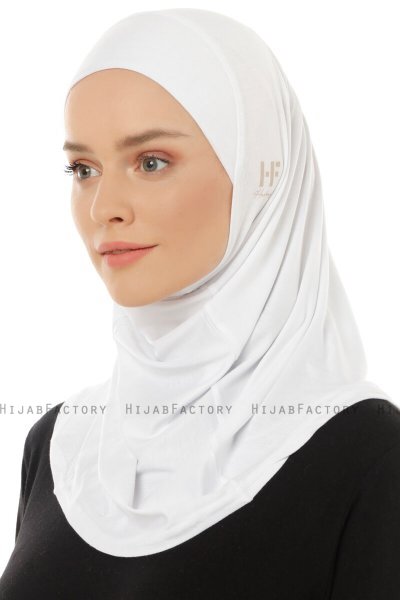 Hanfendy Plain Logo - Weiß One-Piece Hijab