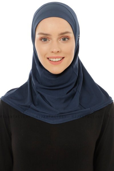 Hanfendy Plain Logo - Navy Blau One-Piece Hijab