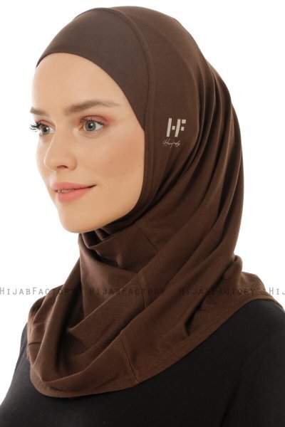 Hanfendy Plain Logo - Braun One-Piece Hijab