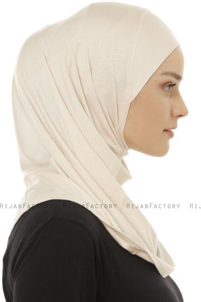 Hanfendy Plain Logo - Beige One-Piece Hijab