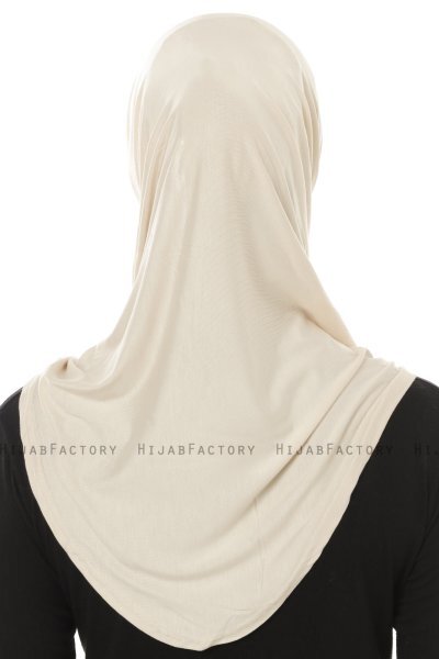 Hanfendy Plain Logo - Beige One-Piece Hijab