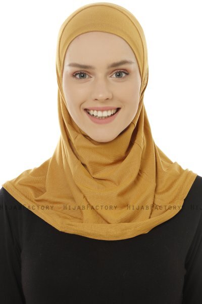 Hanfendy Plain Logo - Senf One-Piece Hijab