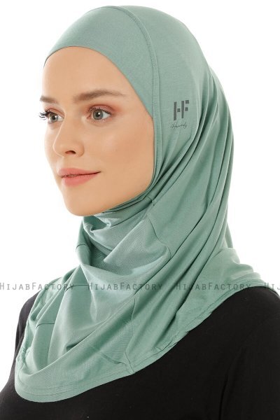 Hanfendy Plain Logo - Grün One-Piece Hijab