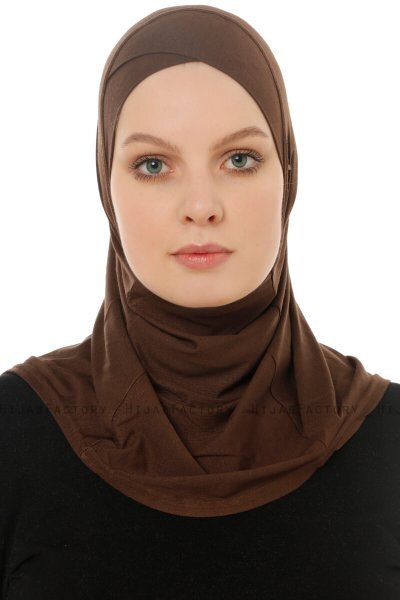 Hanfendy Cross Logo - Braun One-Piece Hijab