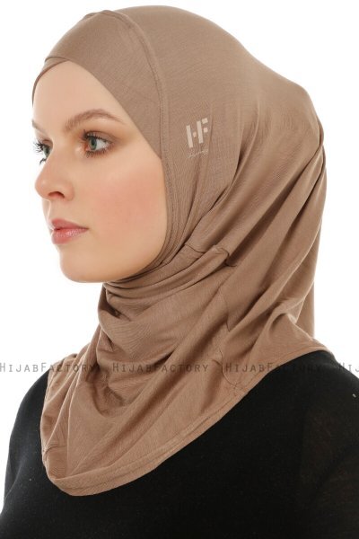 Hanfendy Cross Logo - Dunkeltaupe One-Piece Hijab