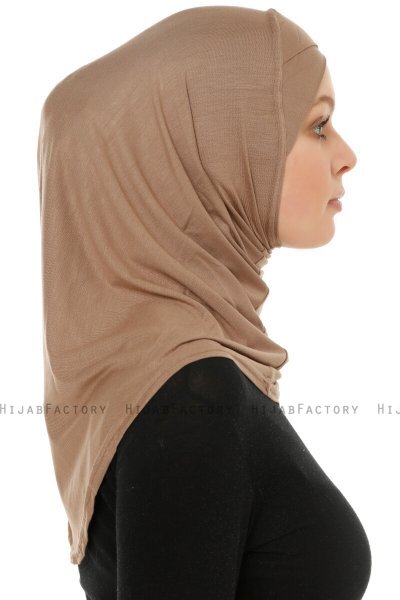 Hanfendy Cross Logo - Dunkeltaupe One-Piece Hijab