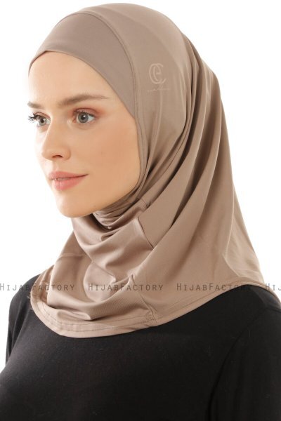 Micro Plain - Dunkeltaupe One-Piece Hijab