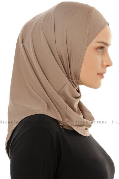Micro Plain - Dunkeltaupe One-Piece Hijab