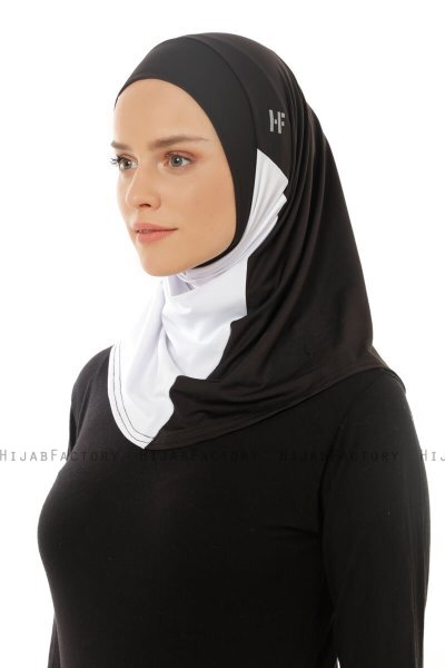 Esin - Schwarz & Weiß & Hellgrau One-Piece Hijab