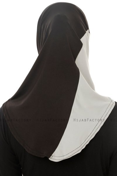 Esin - Schwarz & Weiß & Hellgrau One-Piece Hijab