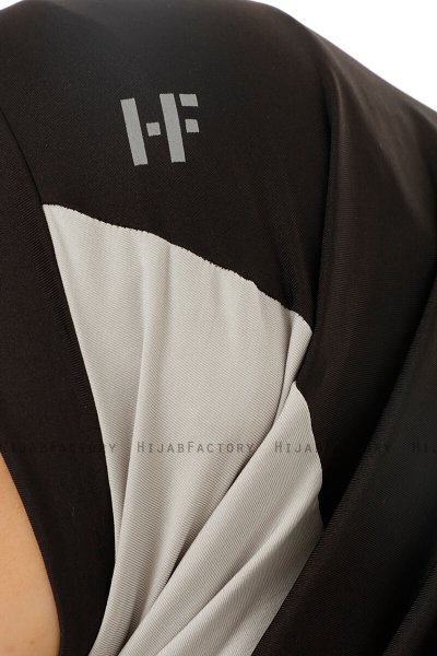 Esin - Schwarz & Hellgrau & Anthrazit One-Piece Hijab