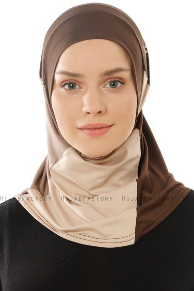 Esin - Braun & Helltaupe & Dunkeltaupe One-Piece Hijab