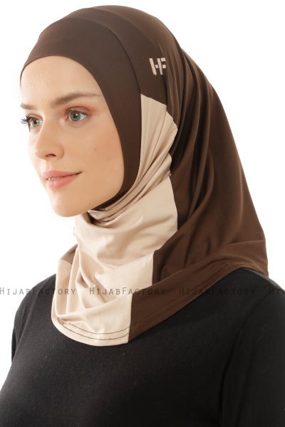 Esin - Braun & Helltaupe & Dunkeltaupe One-Piece Hijab