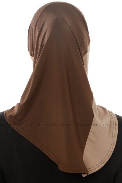 Esin - Braun & Helltaupe & Dunkeltaupe One-Piece Hijab