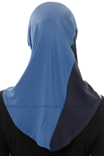 Esin - Indigo & Weiß & Navy Blau One-Piece Hijab