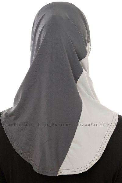Esin - Anthrazit & Hellblau & Hellgrau One-Piece Hijab