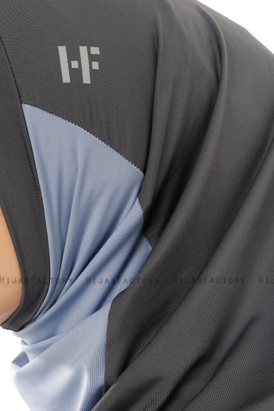 Esin - Anthrazit & Hellblau & Hellgrau One-Piece Hijab