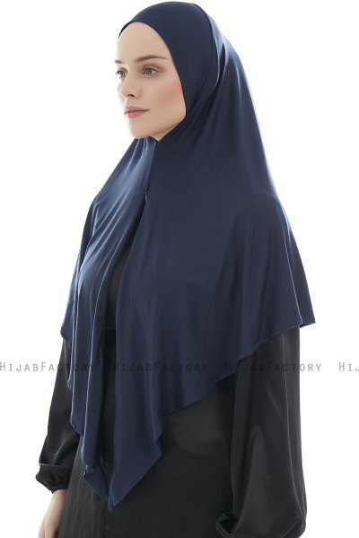 Ajda – Navy Blau Hijab Mit Reißverschluss